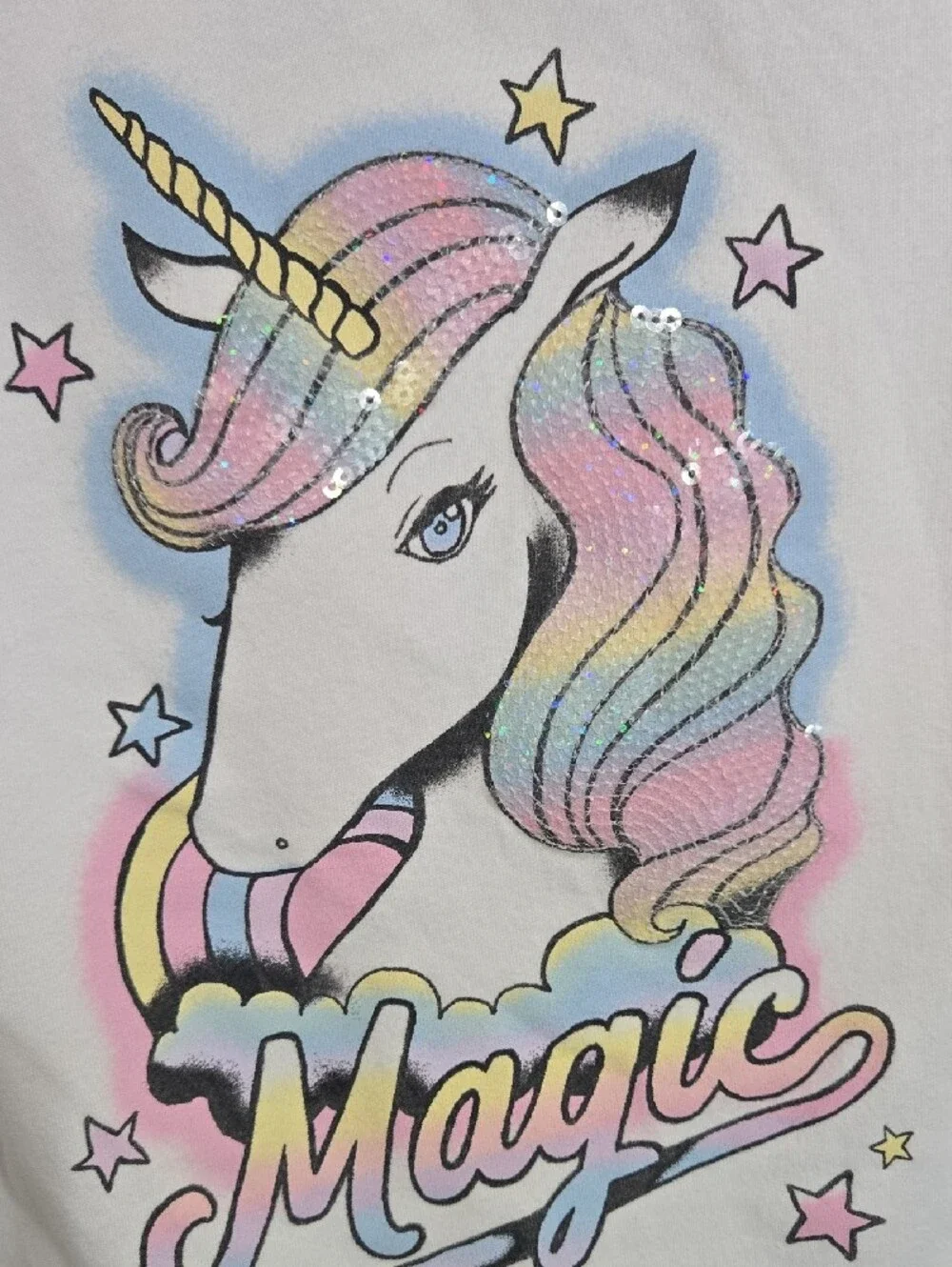 The Children's Place White Unicorn 'Magic' Short Sleeve Tee with Pastel Mane